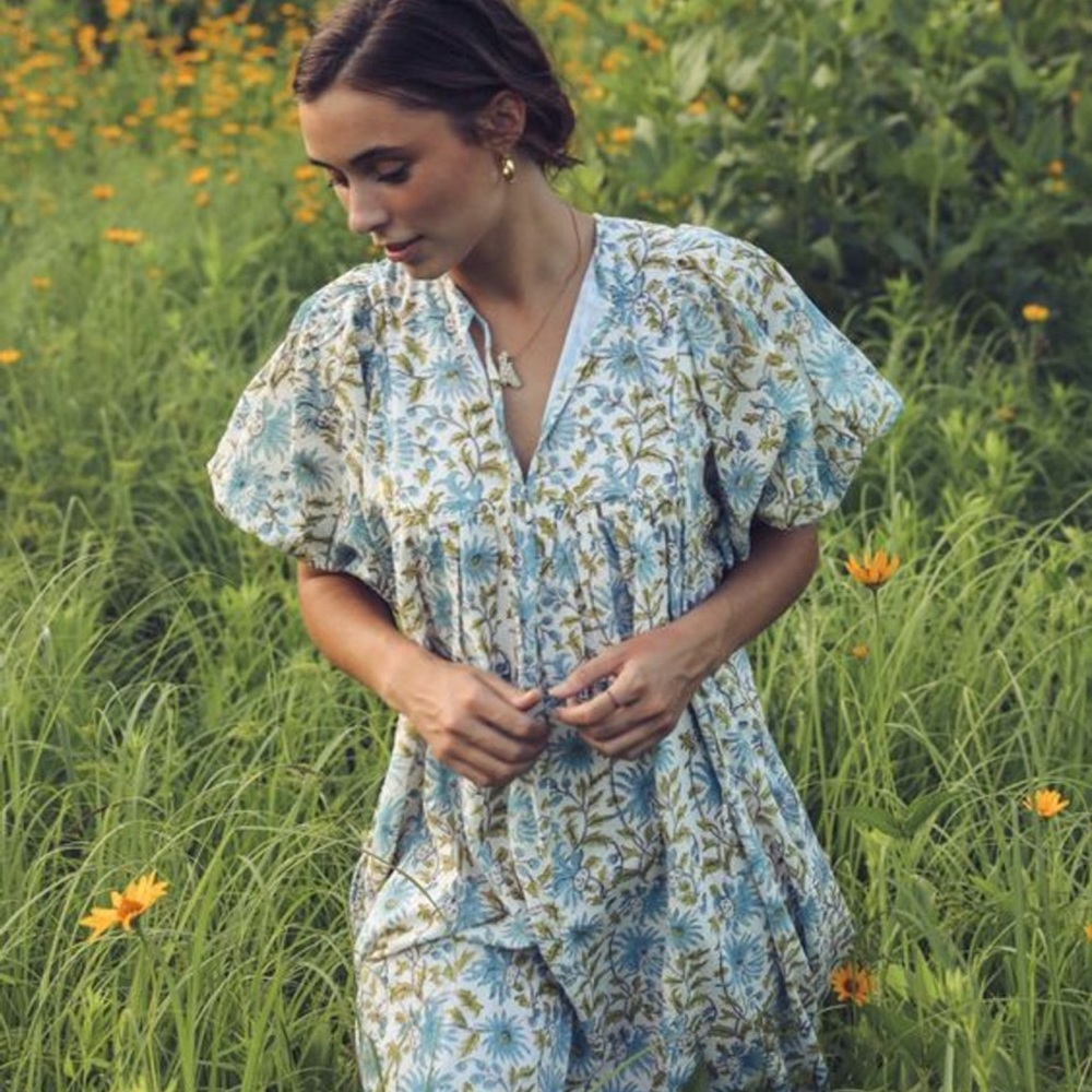 MILLE Saffron Dress in Blue Vine size XXS